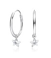 Shinning Star CZ Silver Hoop Earring HO-1662